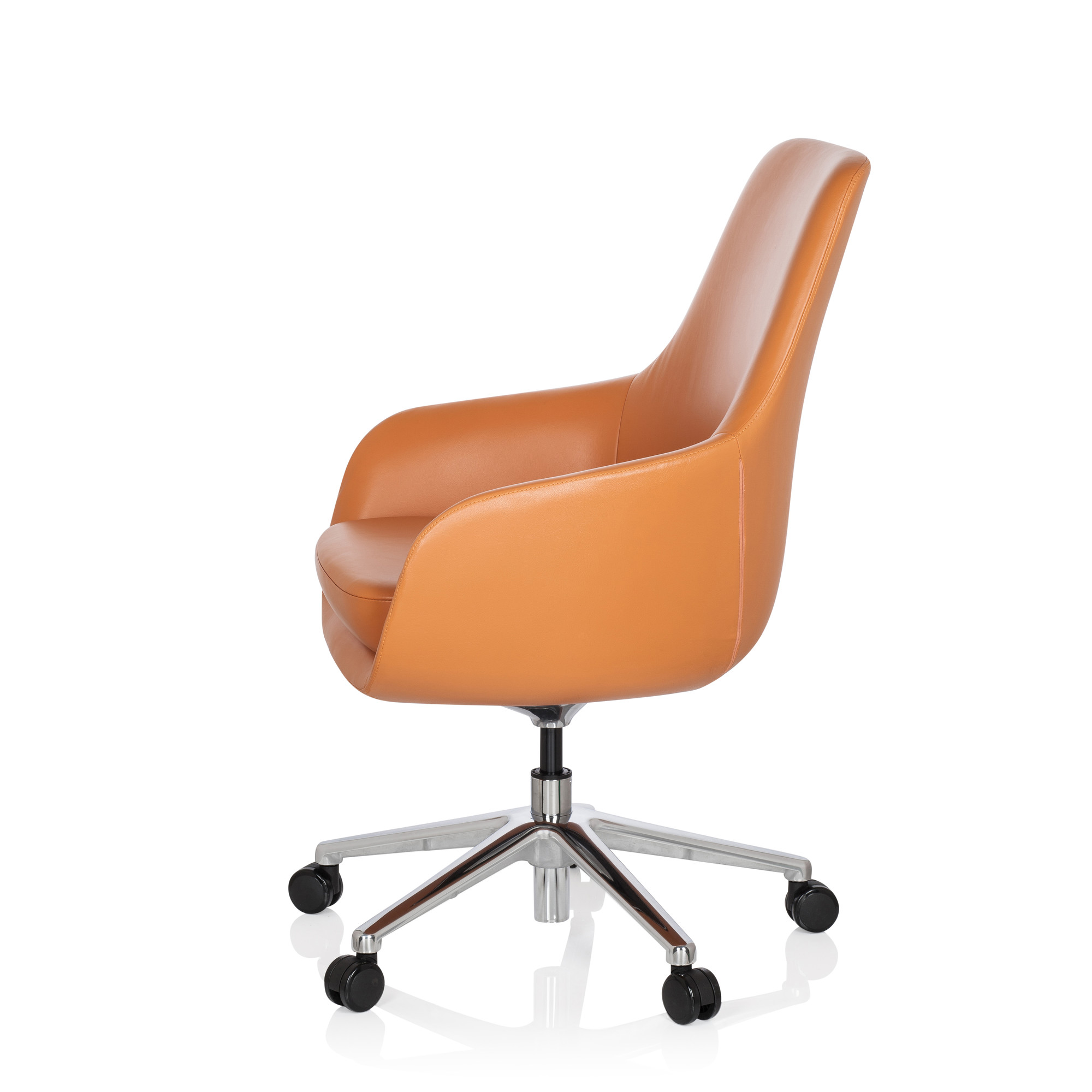 BARENO Office chair with casters Leather Orange