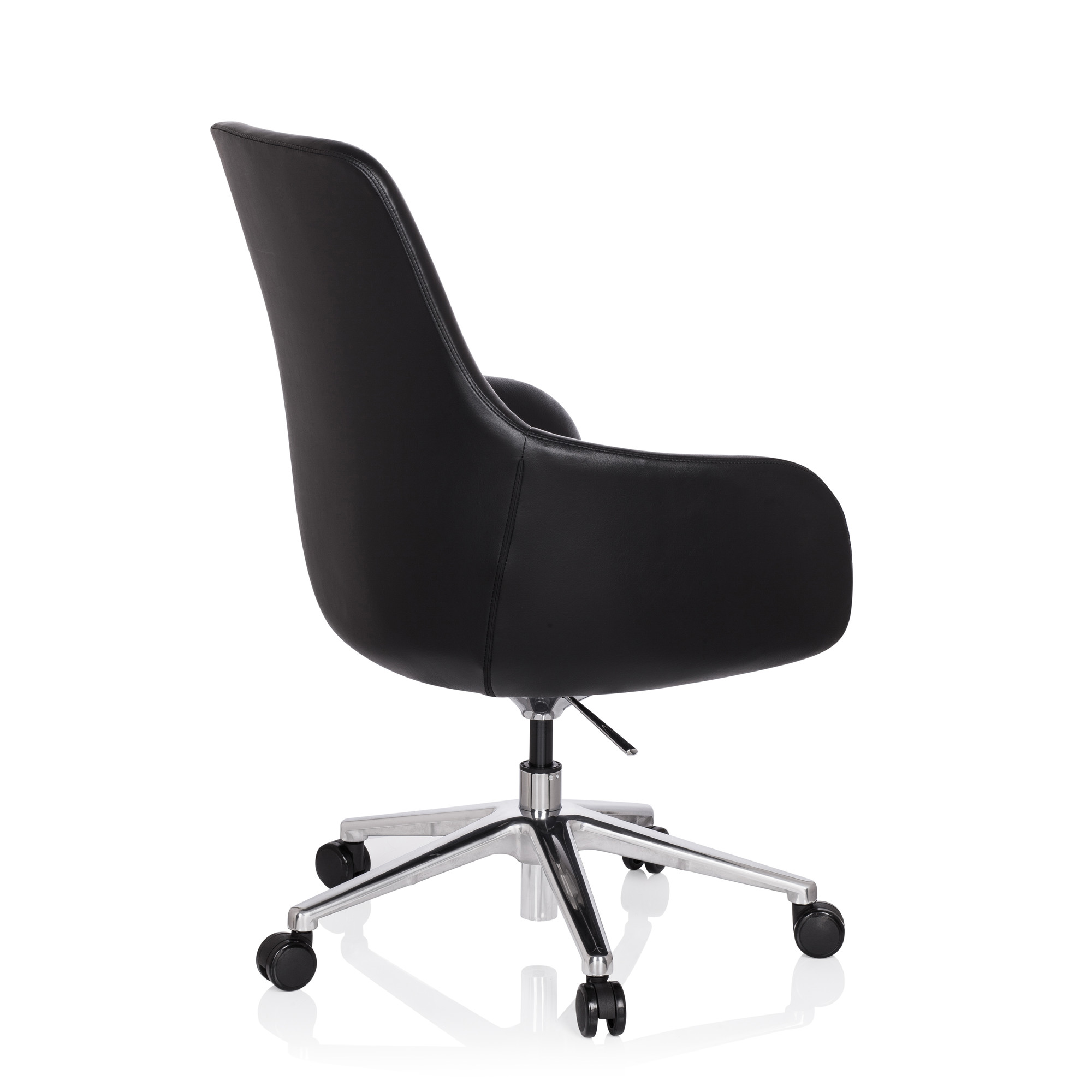 BARENO Office chair with castors Leather Black