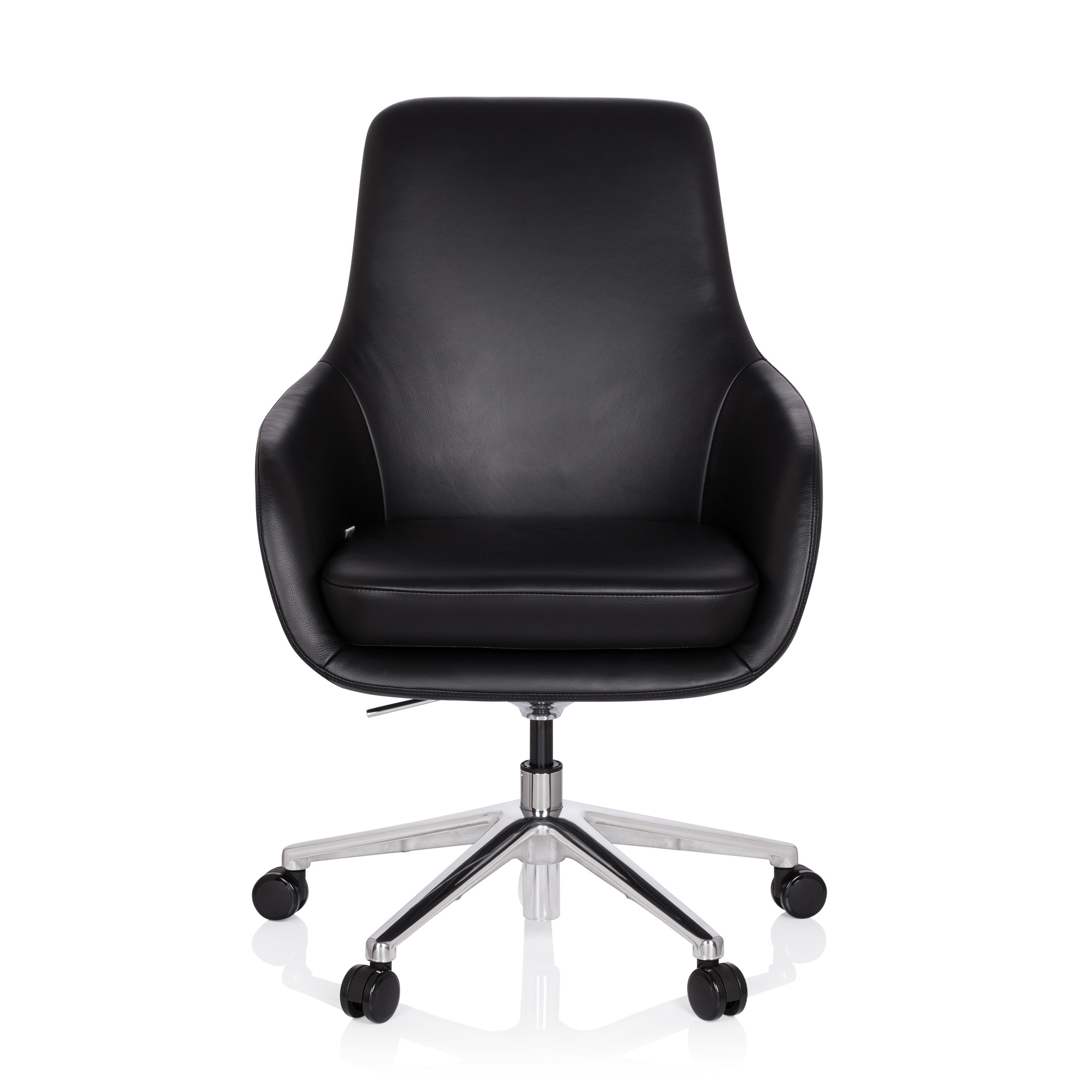 BARENO Office chair with castors Leather Black