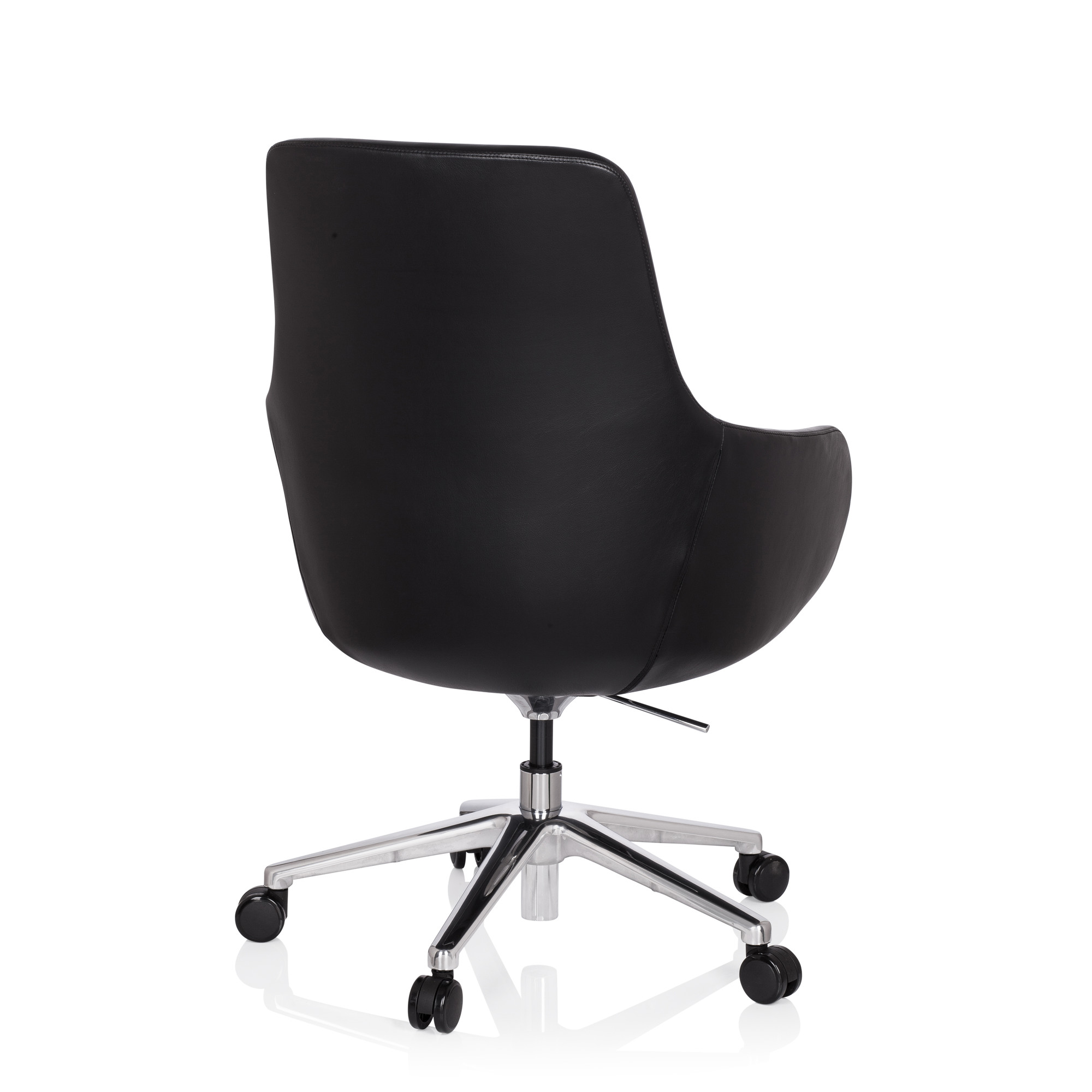 BARENO Office chair with castors Leather Black