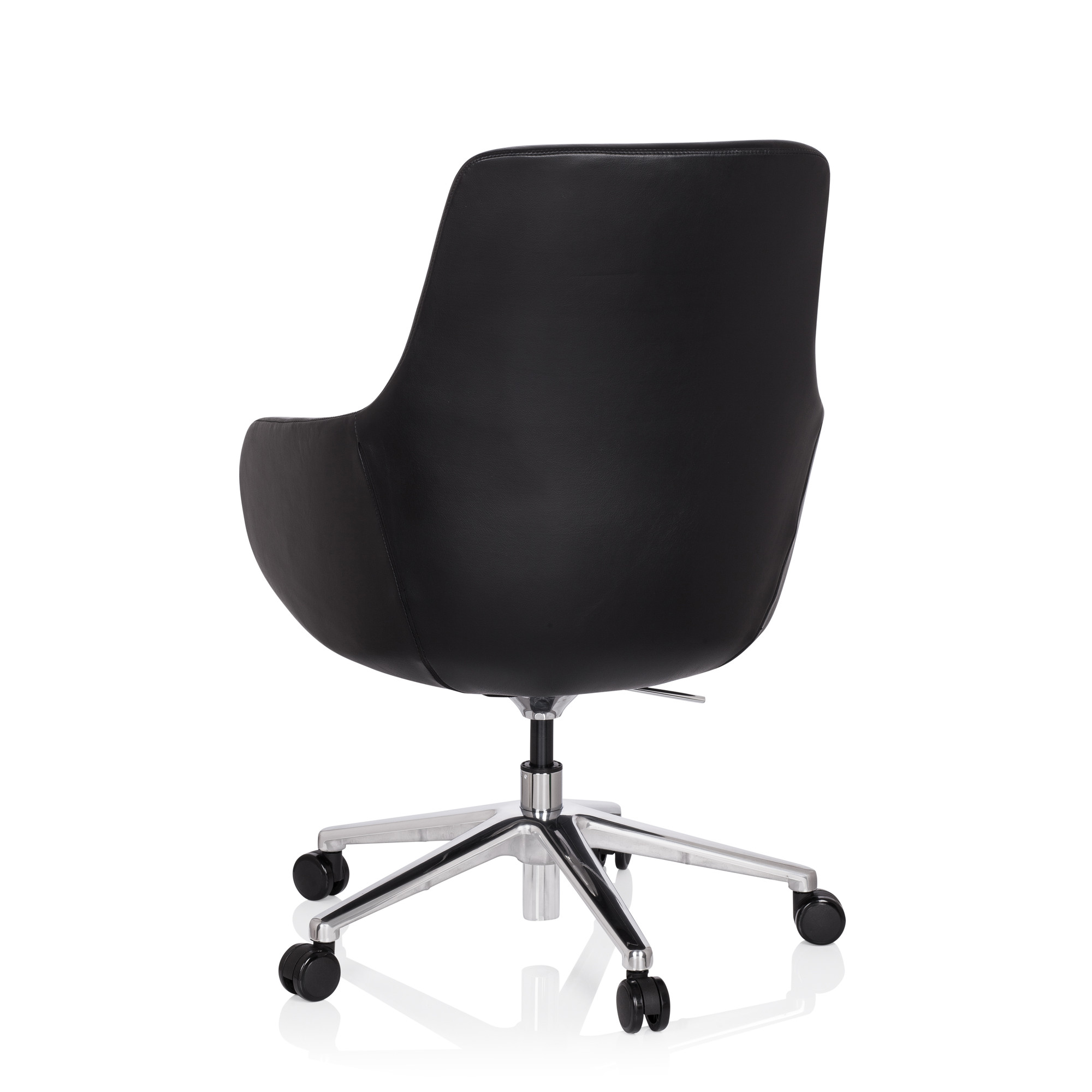 BARENO Office chair with castors Leather Black