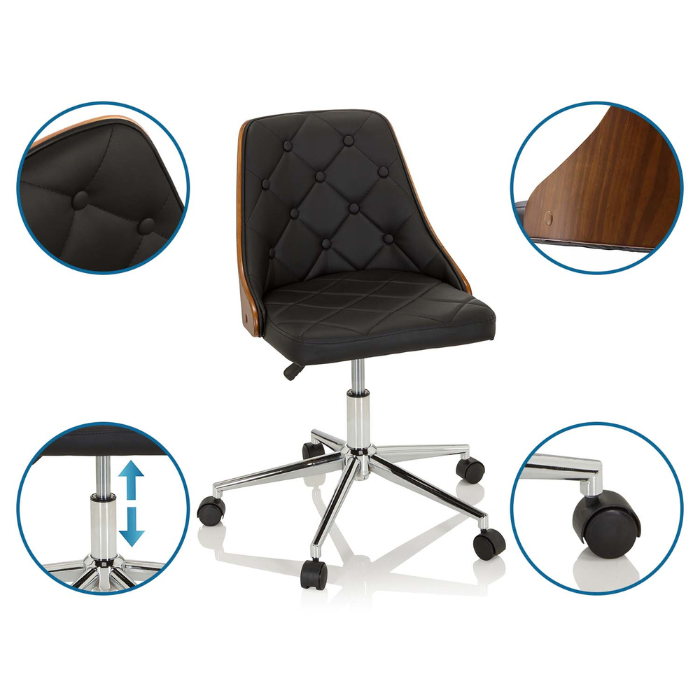 CENCA Office Chair Swivel with Casters Faux Leather Black
