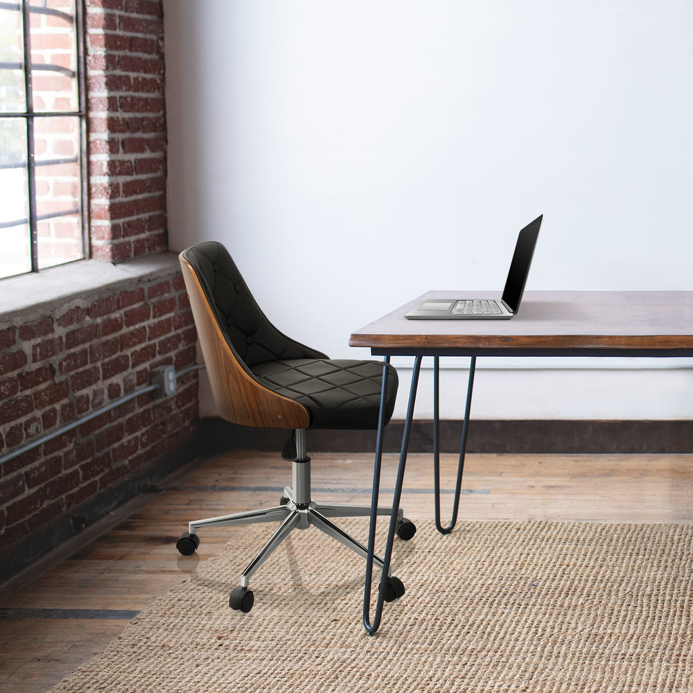 CENCA Office Chair Swivel with Casters Faux Leather Black