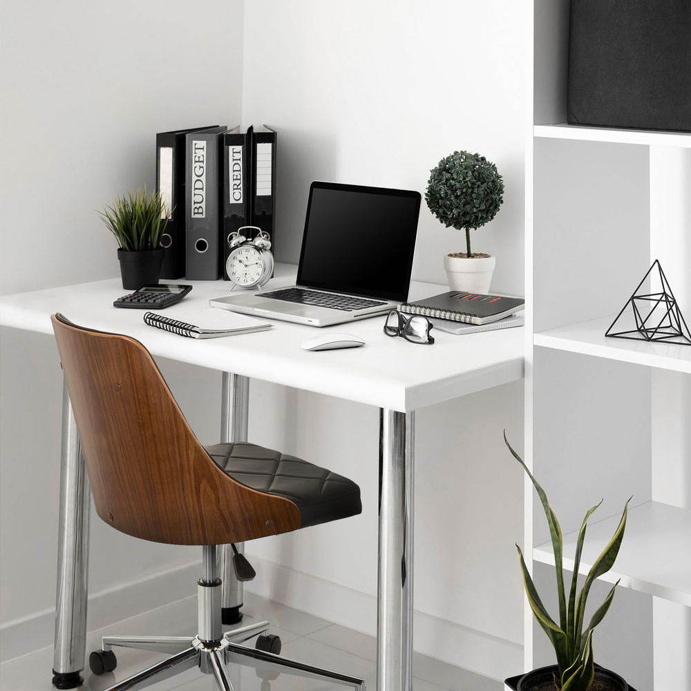 CENCA Office Chair Swivel with Casters Faux Leather Black