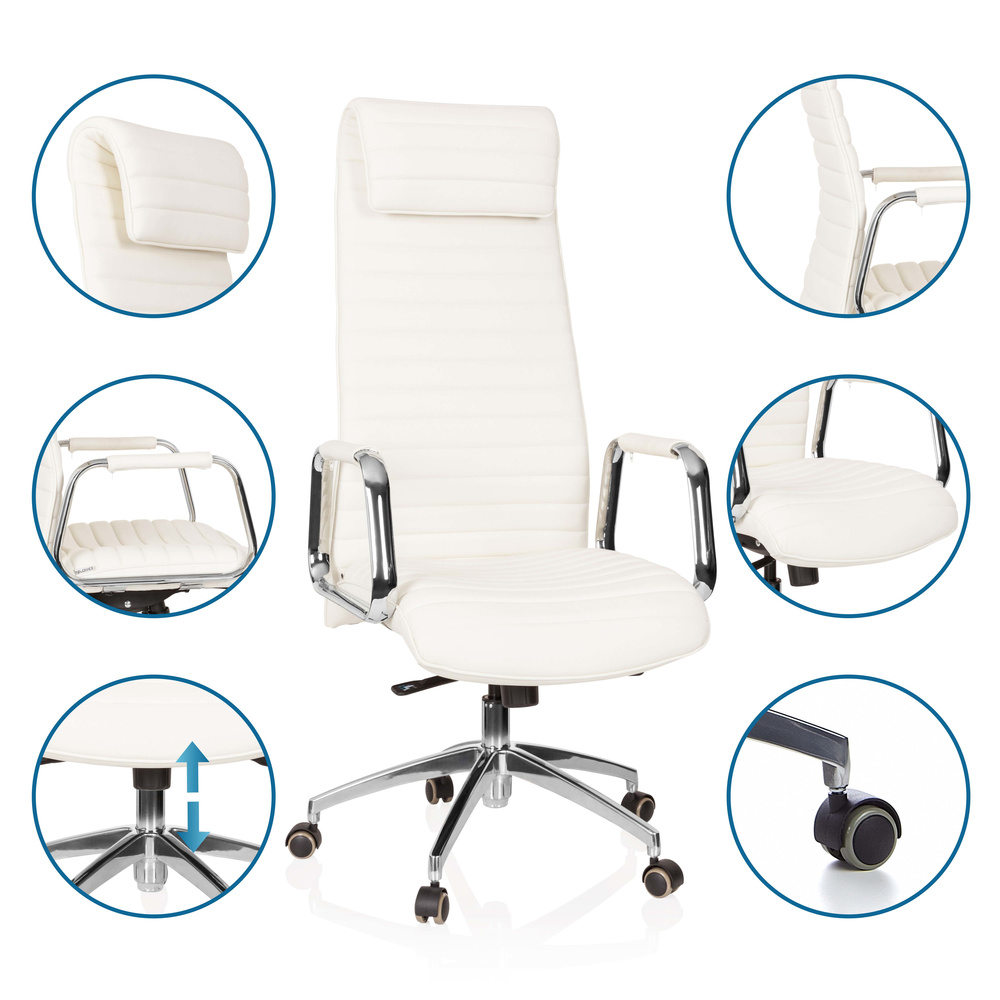 ASPERA 20 Office chair with casters Nappa leather White