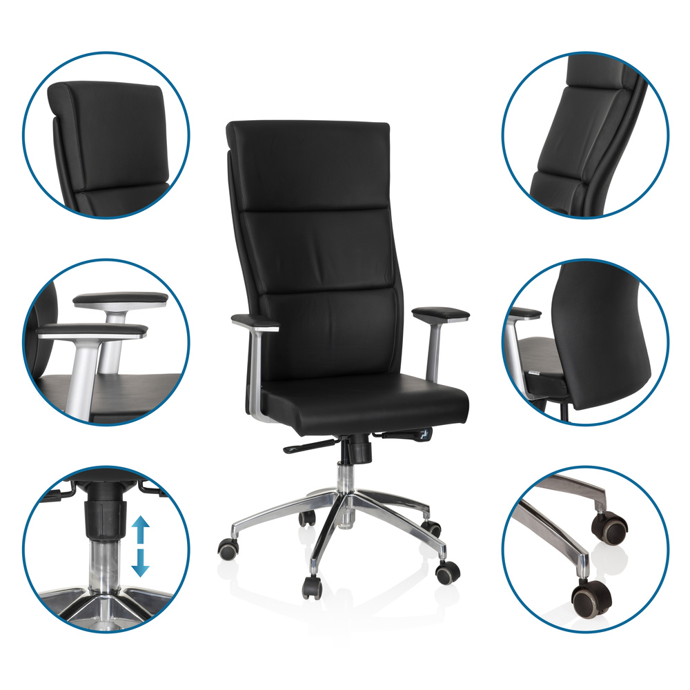 MONZA 20 Swivel Office Chair Leather Black
