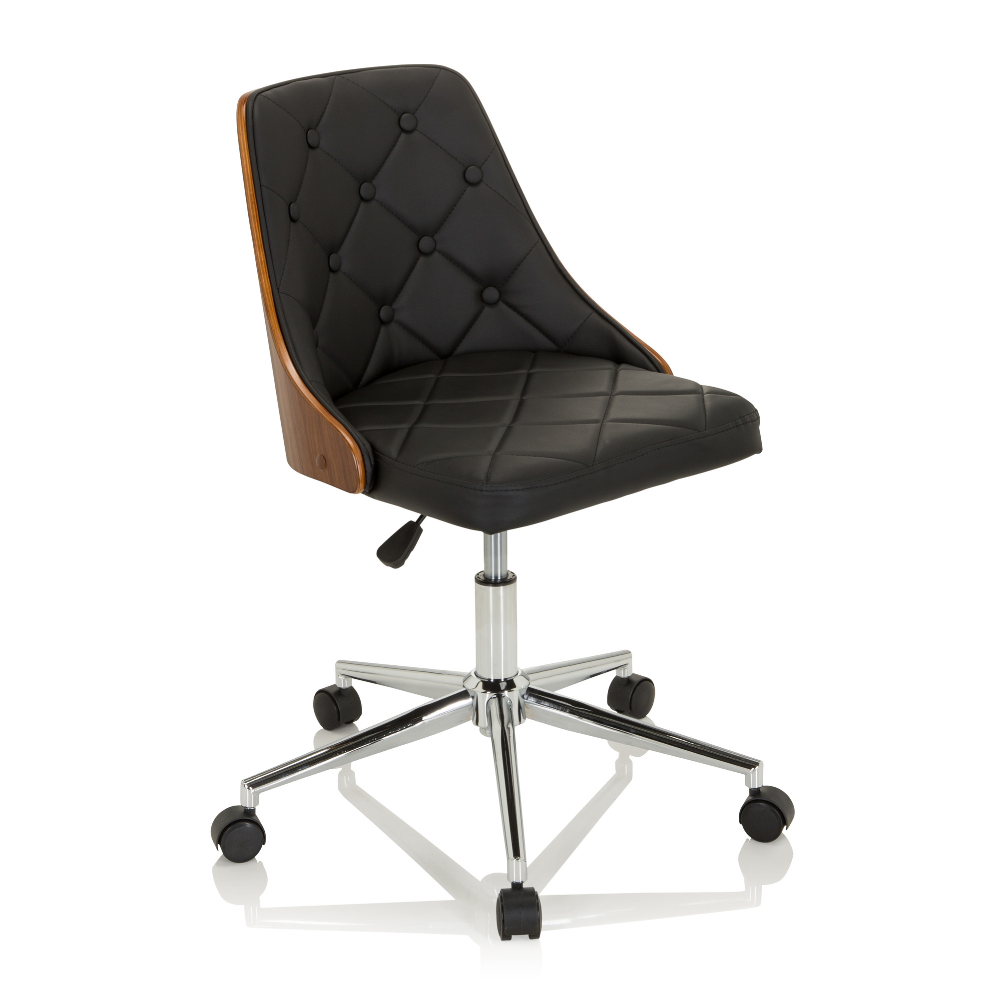 CENCA Office Chair Swivel with Casters Faux Leather Black