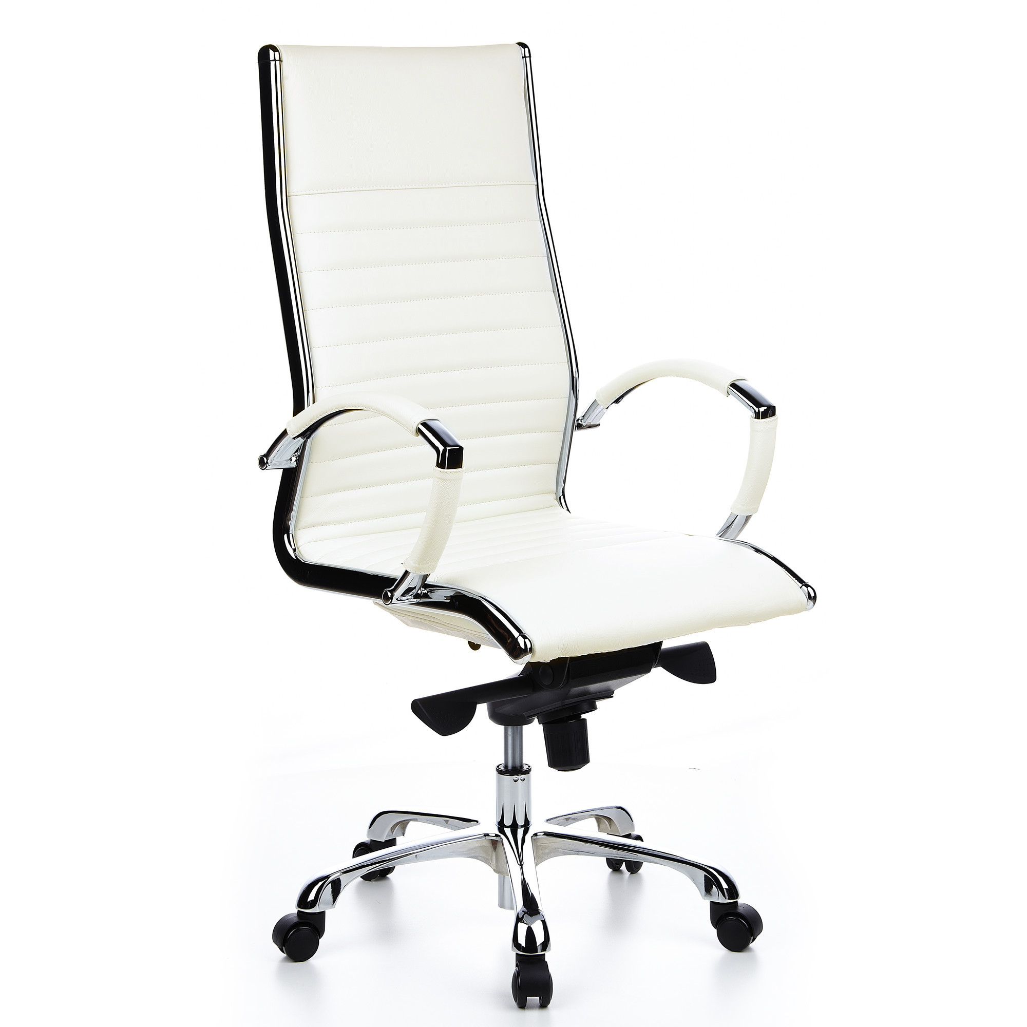 PARMA 20 Swivel office chair with casters, Leather, White