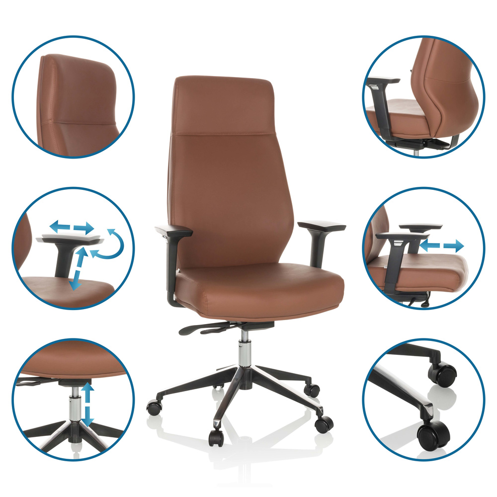 VITORO ECO Office Chair Swivel with Casters Faux Leather Brown