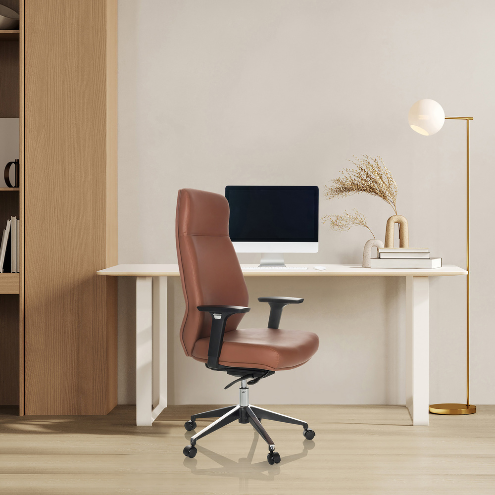 VITORO ECO Office Chair Swivel with Casters Faux Leather Brown