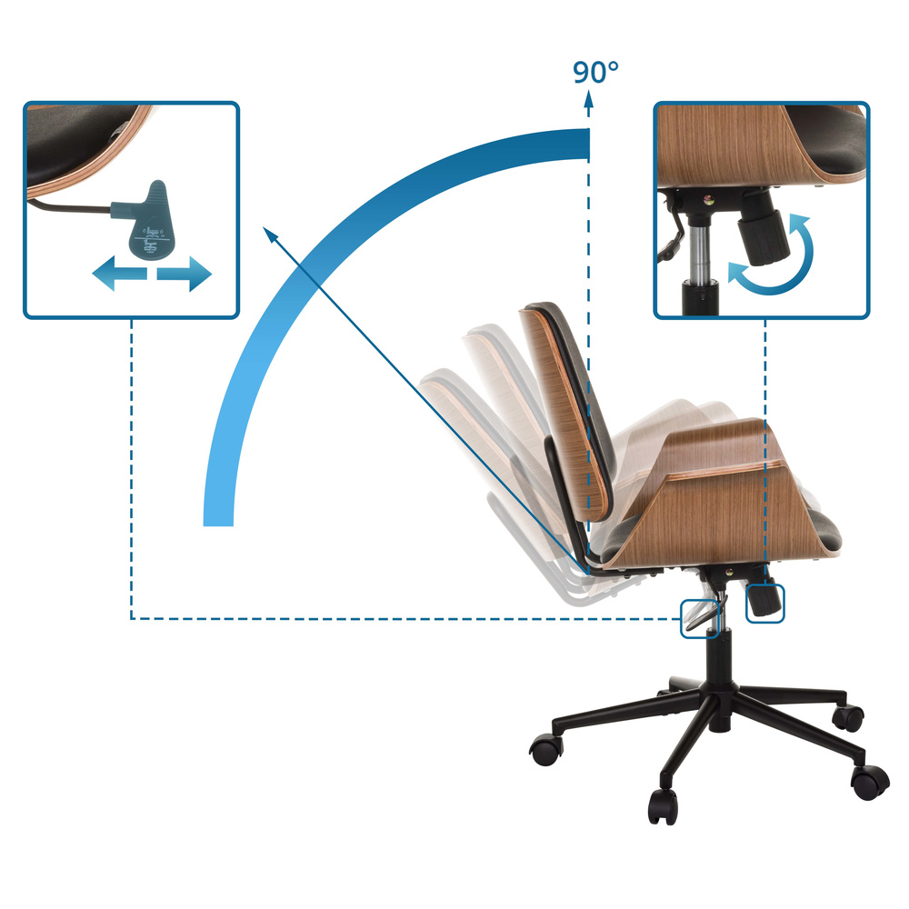 CENCA II Office Chair Swivel Faux Leather Upholstery Black