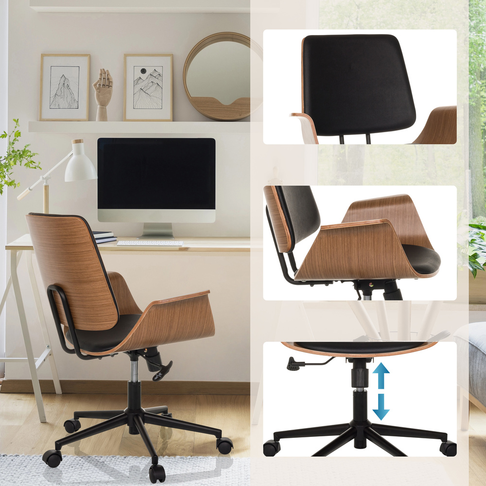 CENCA II Office Chair Swivel Faux Leather Upholstery Black
