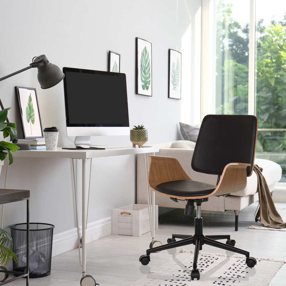 CENCA II Office Chair Swivel Faux Leather Upholstery Black