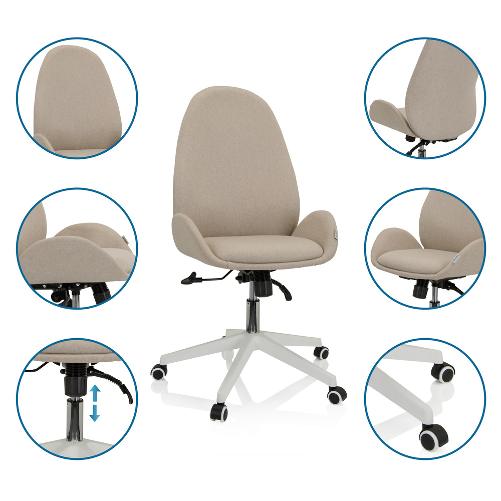 AVEA I Swivel Office Chair with Casters Fabric Beige