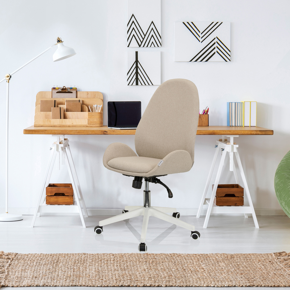 AVEA I Swivel Office Chair with Casters Fabric Beige