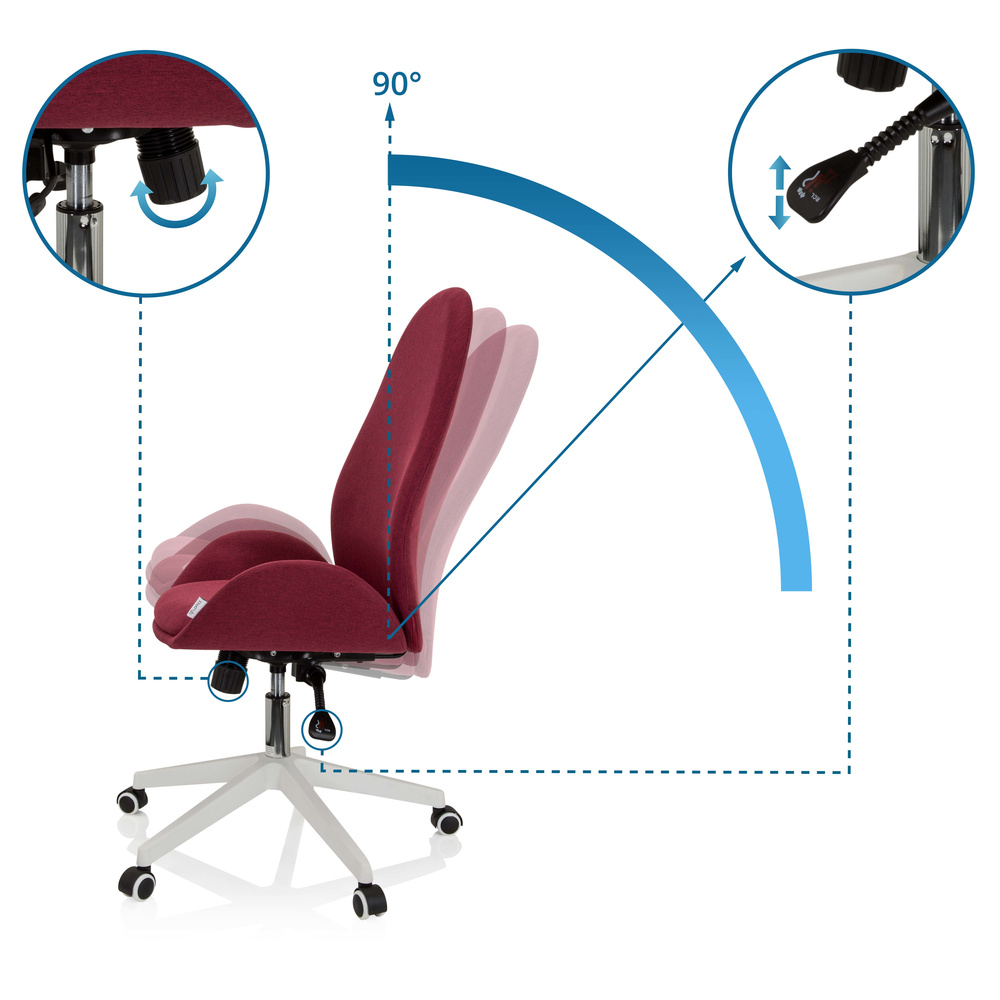 AVEA I Swivel office chair with casters Fabric Bordeaux