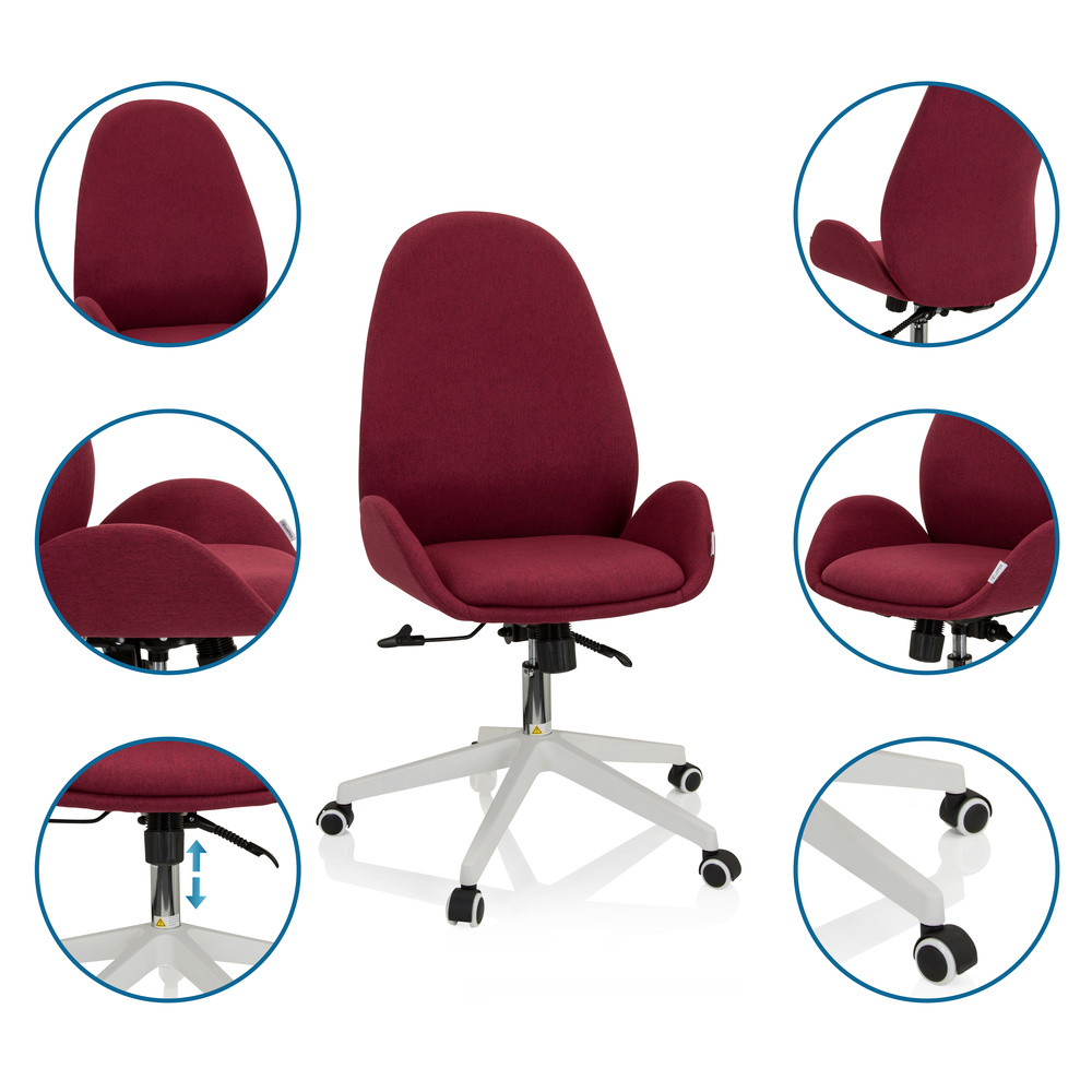 AVEA I Swivel office chair with casters Fabric Bordeaux