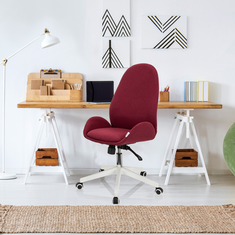 AVEA I Swivel office chair with casters Fabric Bordeaux