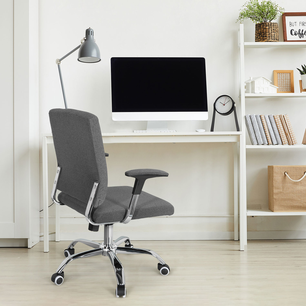 CHARLES I Office Chair Swivel with Casters Fabric Dark Grey
