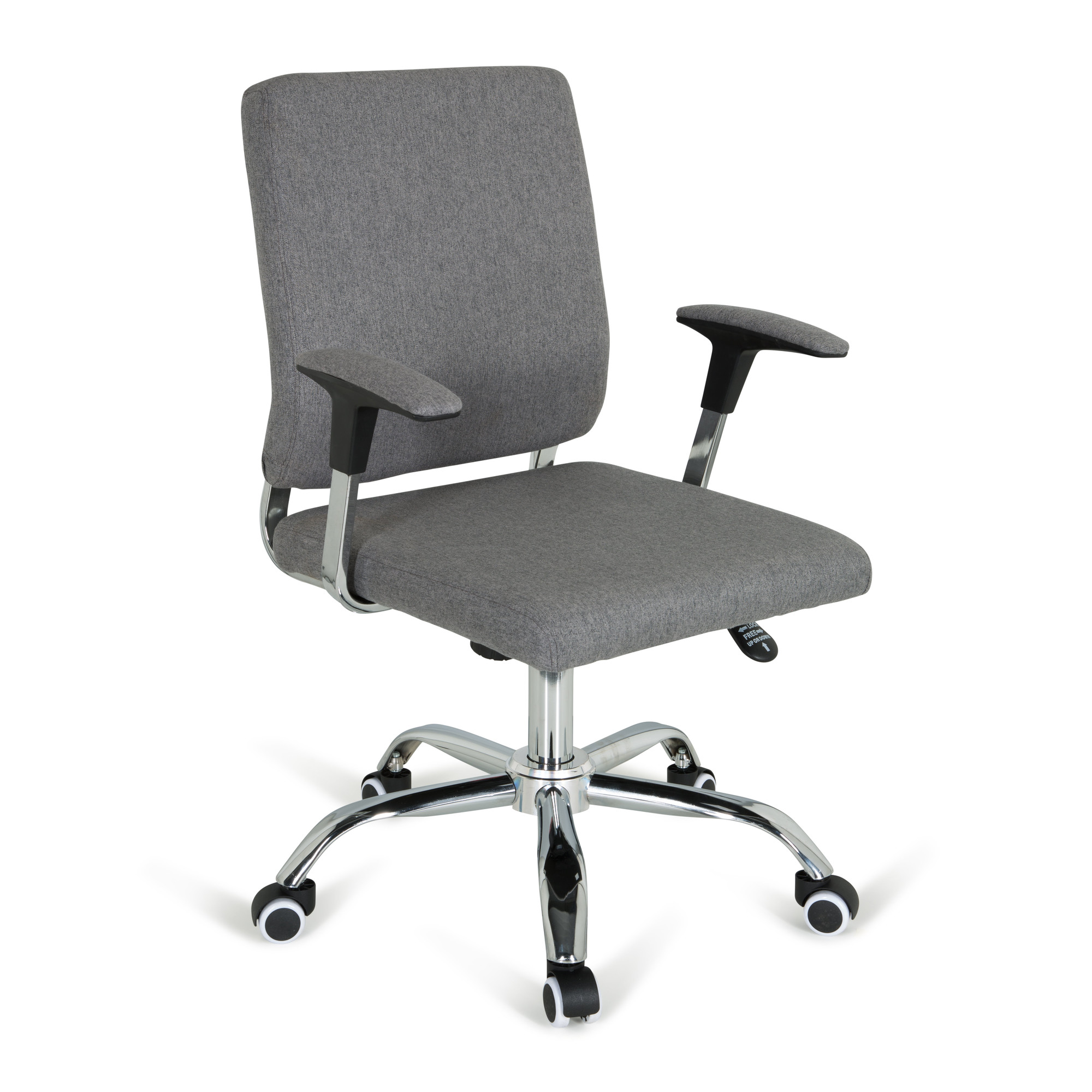 CHARLES I Office Chair Swivel with Casters Fabric Dark Grey