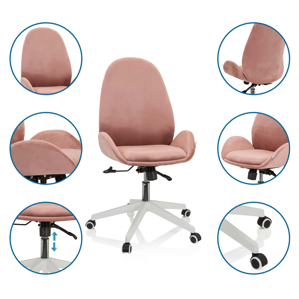 AVEA Office Chair Swivel with Wheels Pink