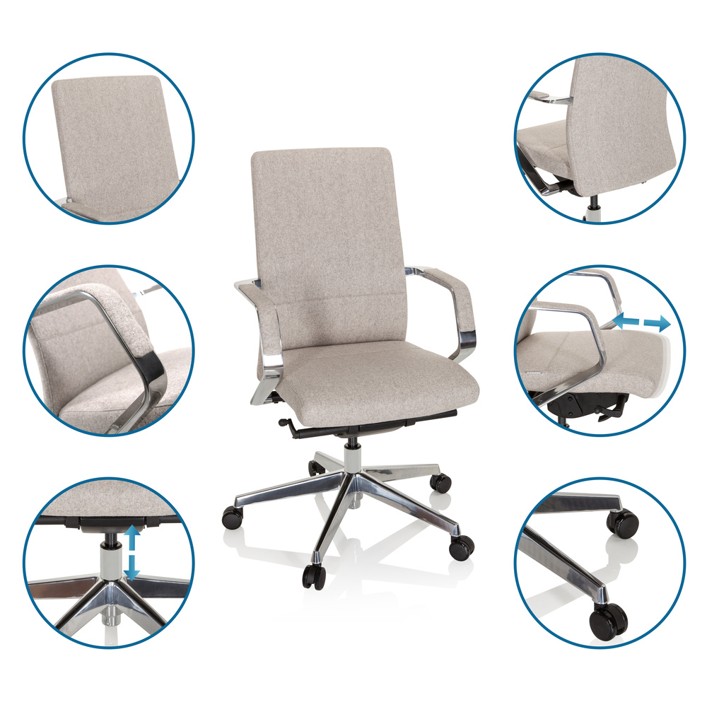 BESSONA Office chair Swiveling Fabric Beige