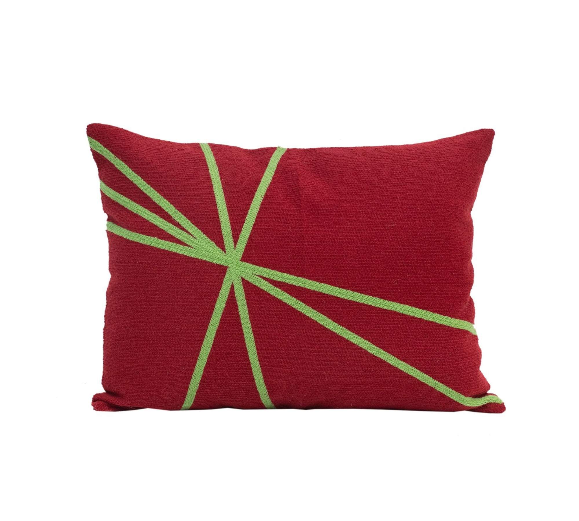 Embroidered cotton cushion with feather filling Red