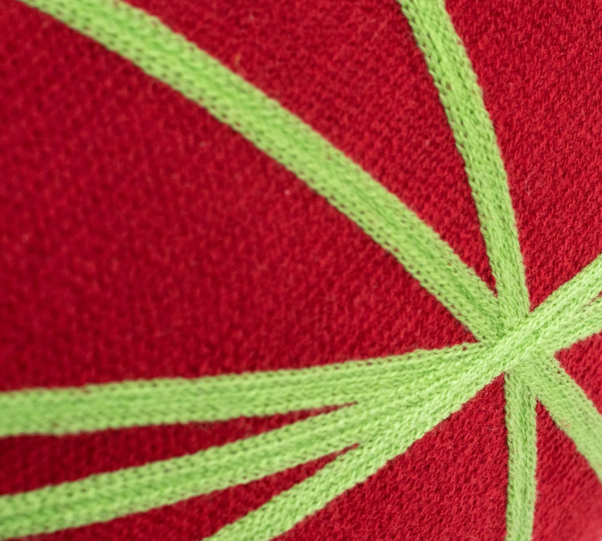 Embroidered cotton cushion with feather filling Red