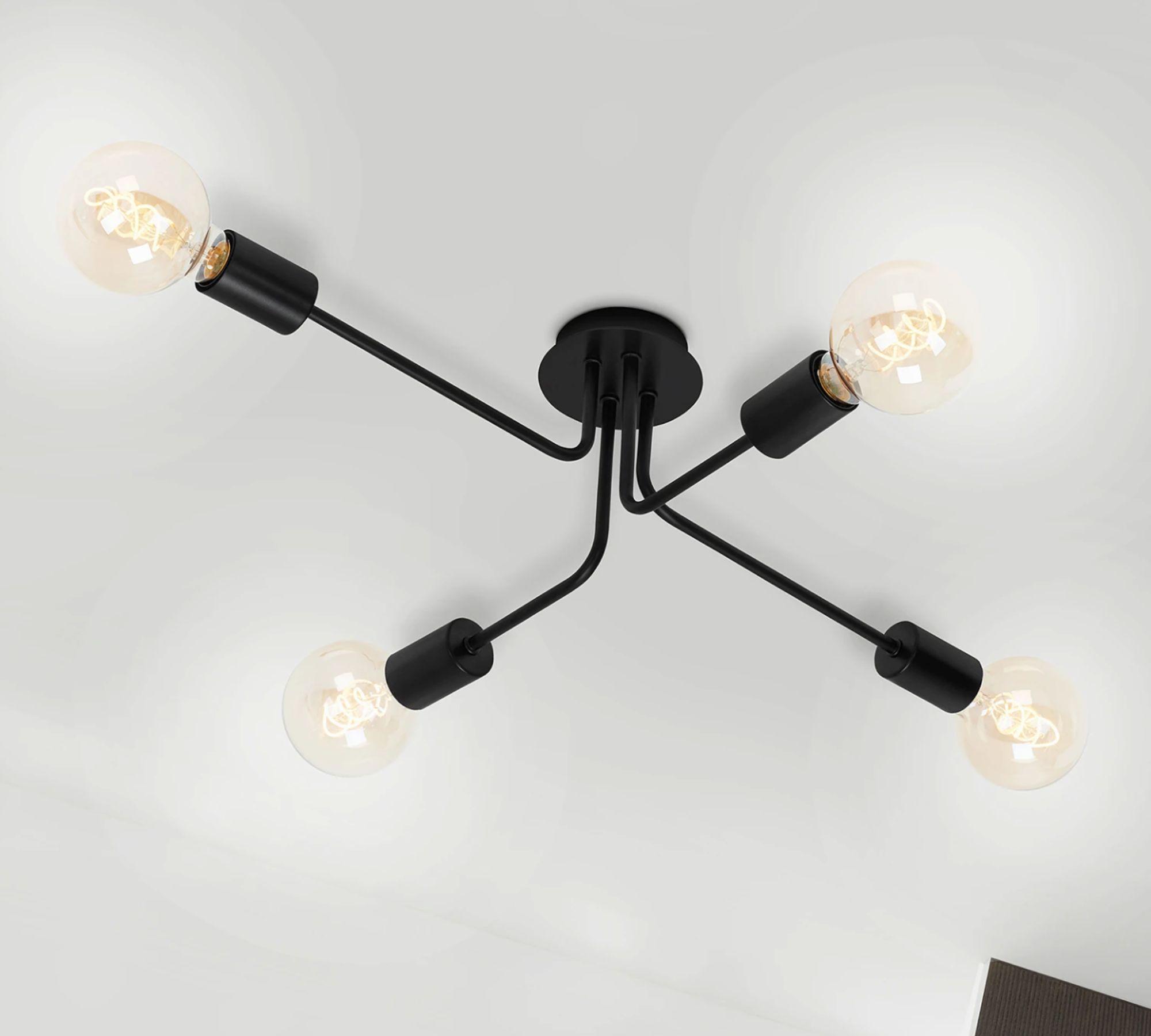 Ceiling light 4-flame iron black