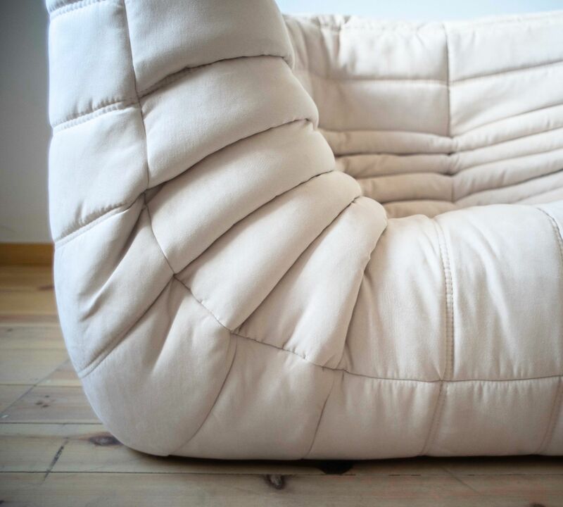 Togo Corner Sofa Faux Leather Light Beige