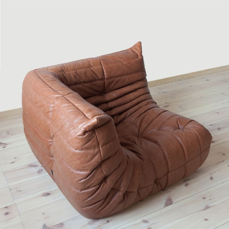 Togo Corner Sofa Pull-Up Leather Kentucky Brown