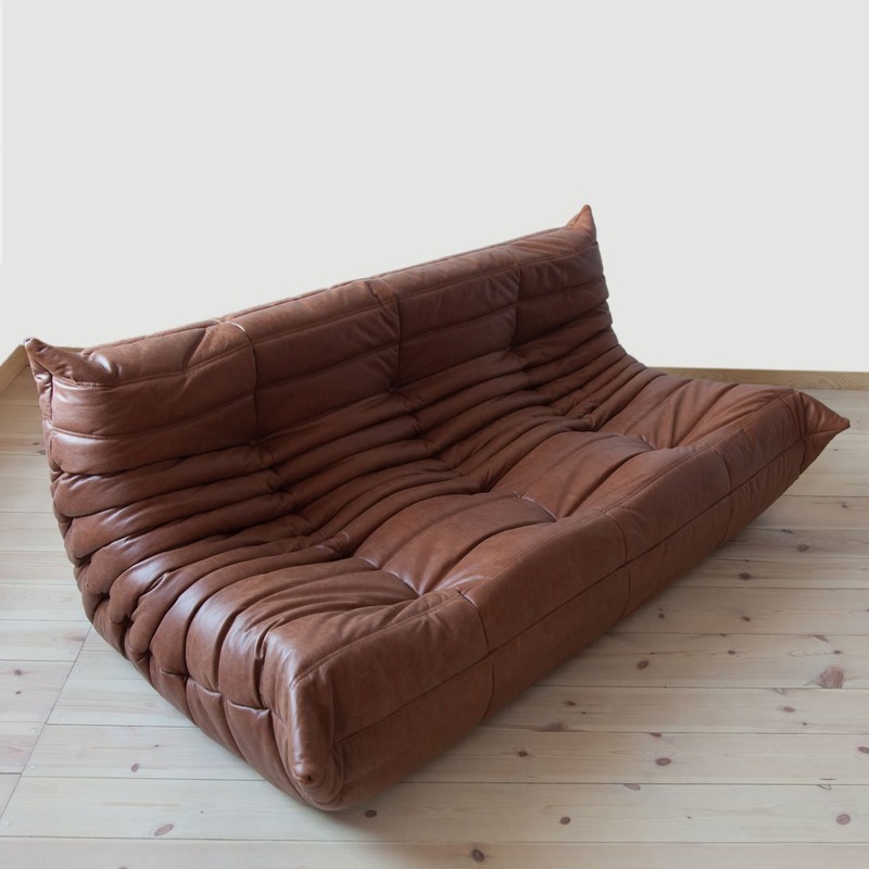 Togo Sofa 3-seater Pull-Up-Leather Kentucky Brown
