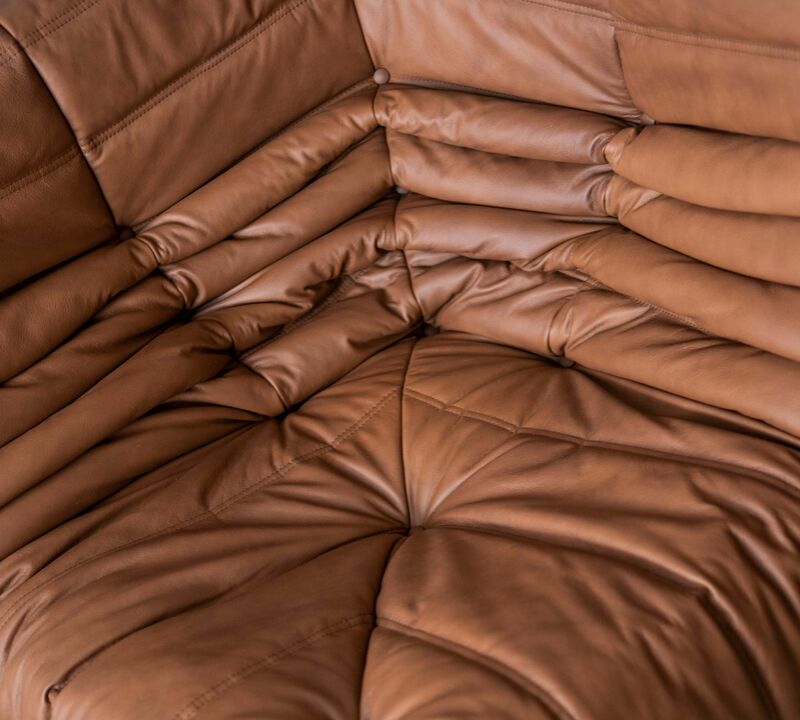 Togo Corner Sofa Smooth Leather Folk Brown
