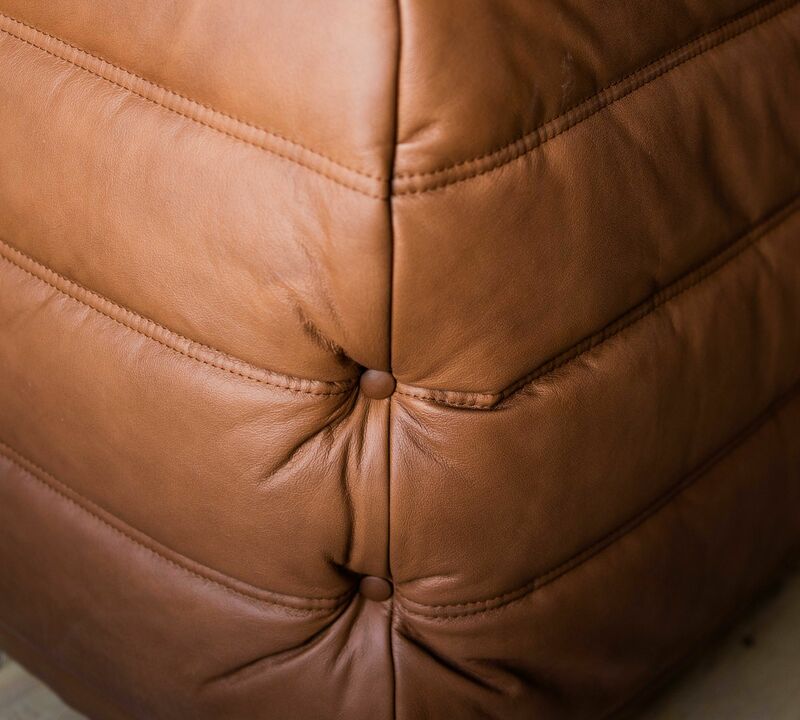 Togo Corner Sofa Smooth Leather Folk Brown