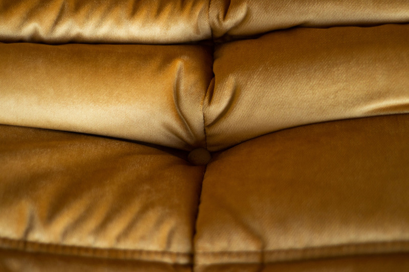Togo Armchair and Ottoman Set Velvet Golden Yellow
