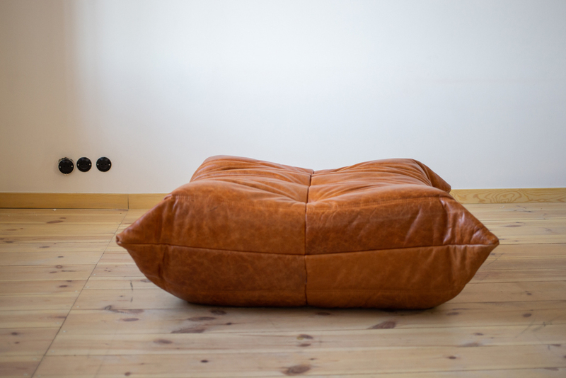 Togo Pouf Pelle Pull-Up Marrone pino