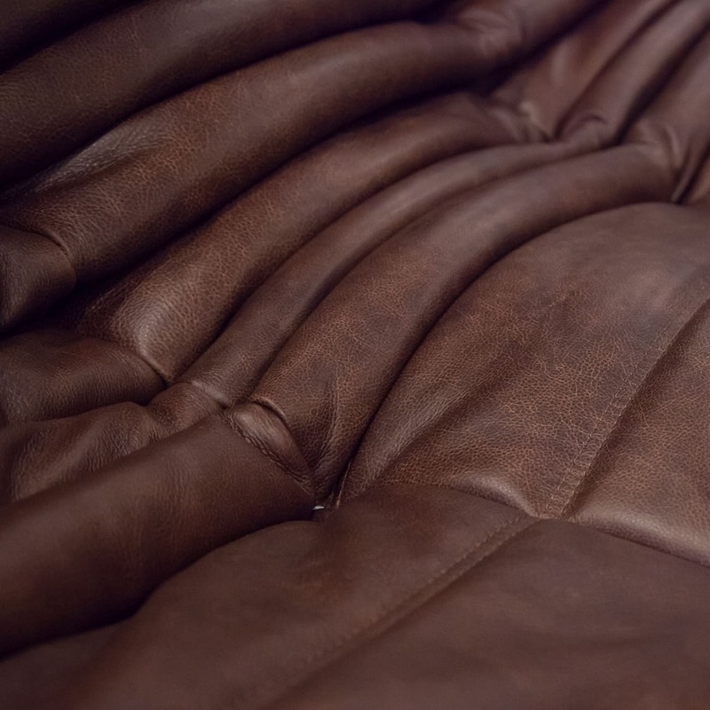 Togo Ottoman Pull-Up Leather Chocolate Brown