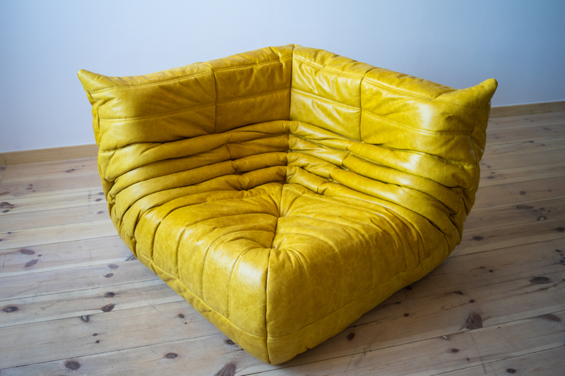 Togo Lounge Set 5-piece Pull-Up Leather Yellow
