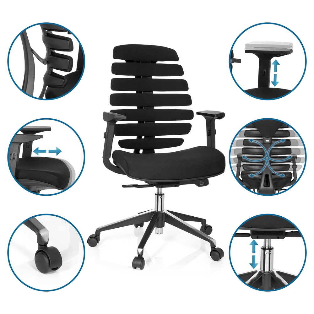 ERGO LINE II Office chair Swivel Fabric Black