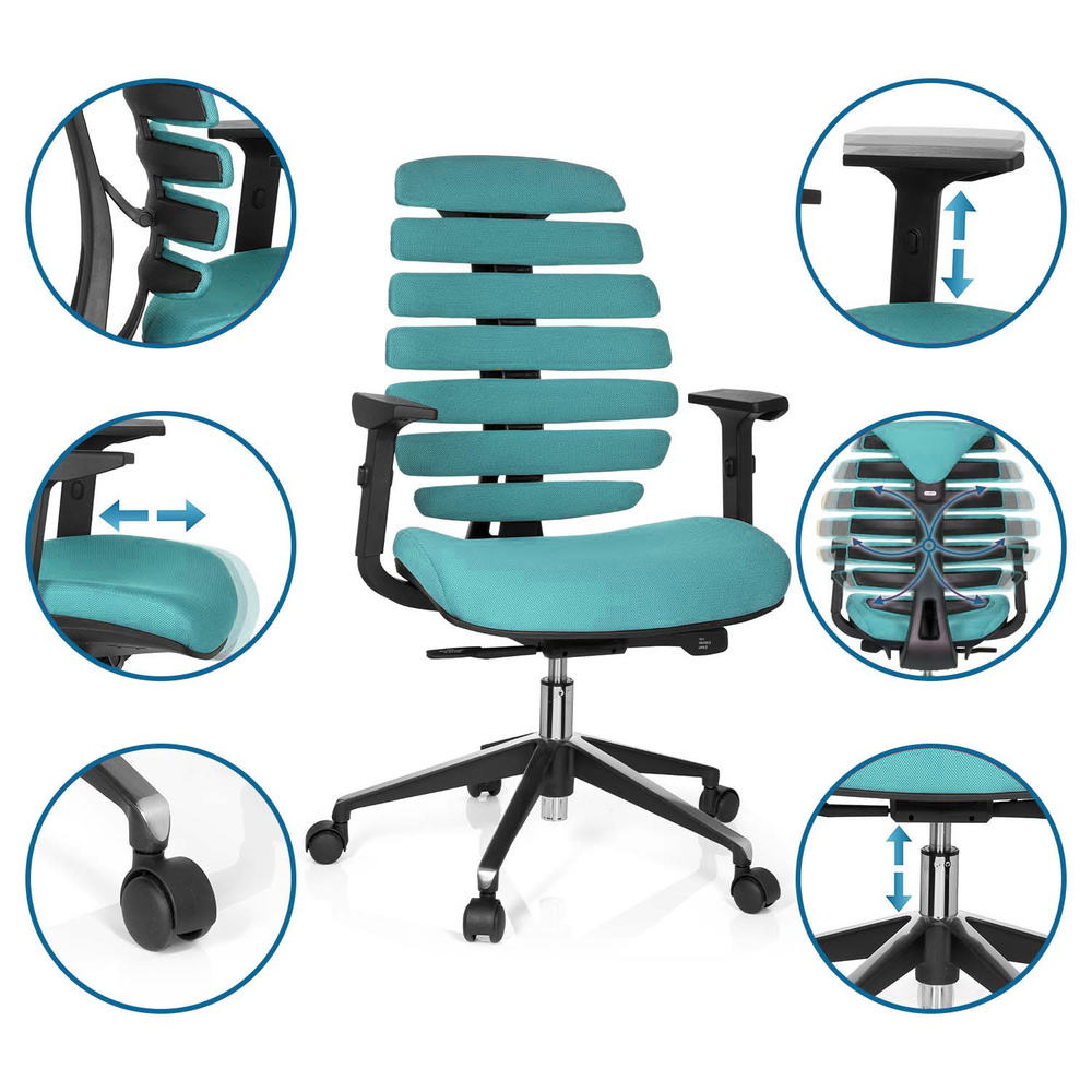 ERGO LINE II office chair Swivel Fabric Turquoise