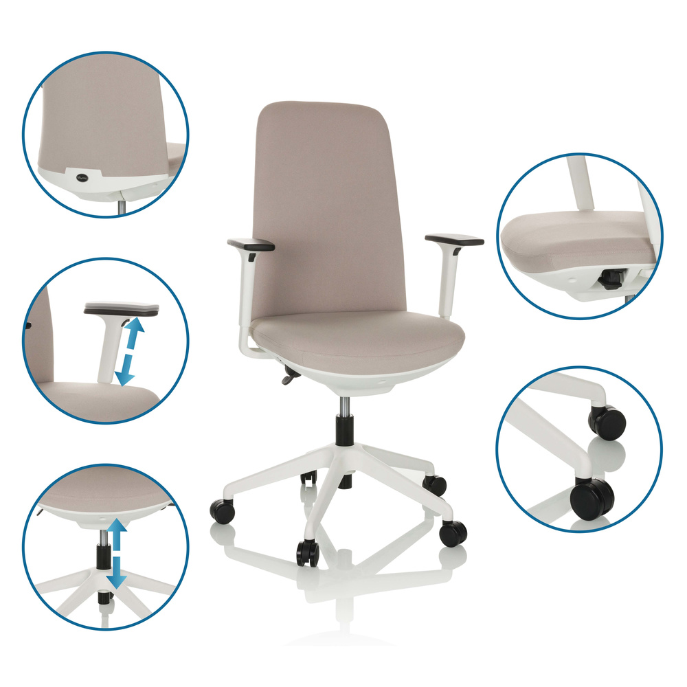 NESTORA Swivel Office Chair Fabric Beige