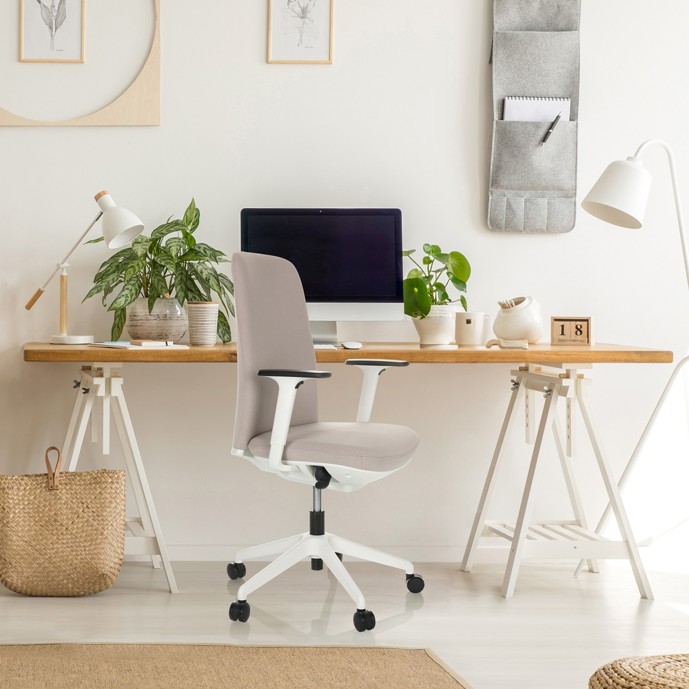 NESTORA Swivel Office Chair Fabric Beige