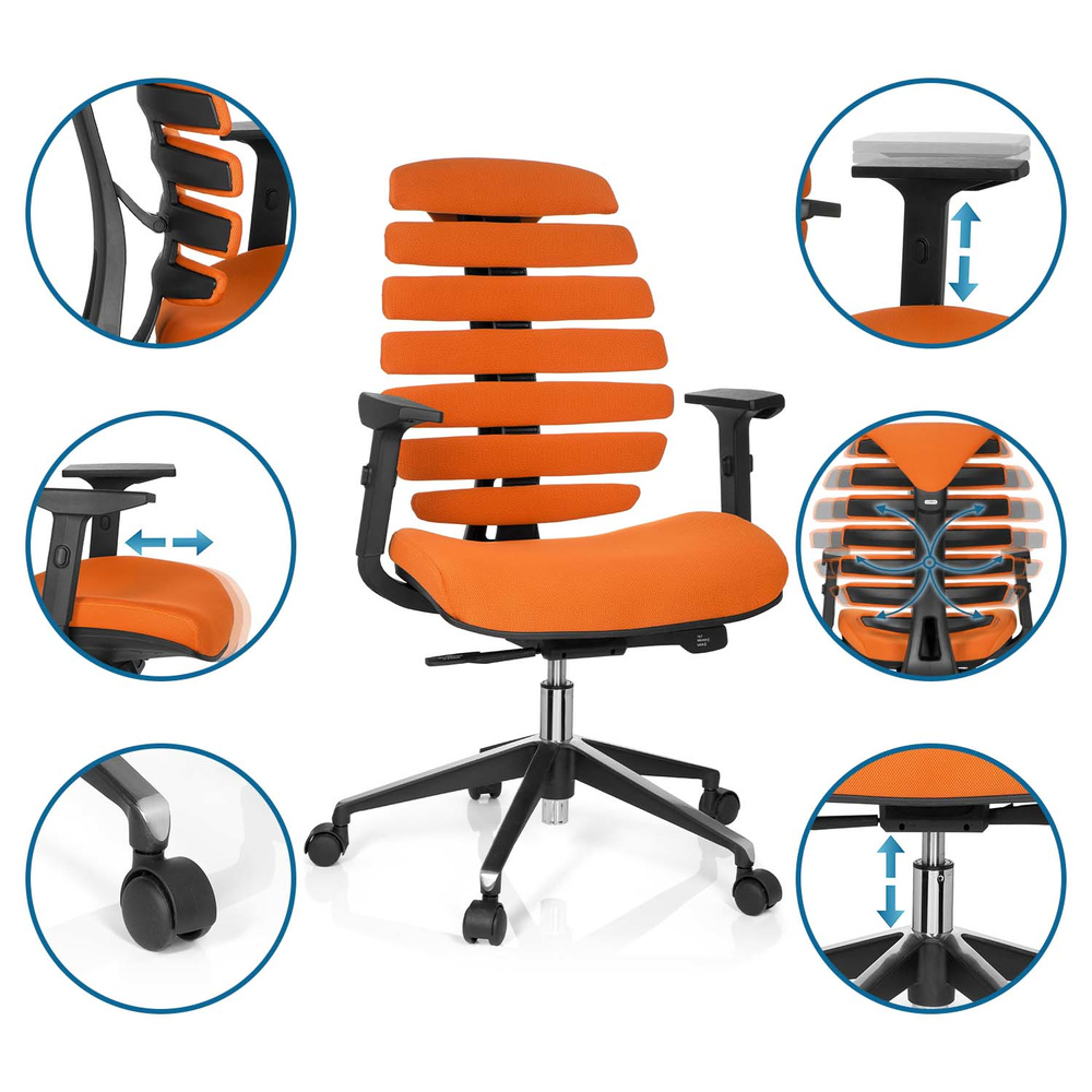 ERGO LINE II Office Chair Swivel Fabric Orange