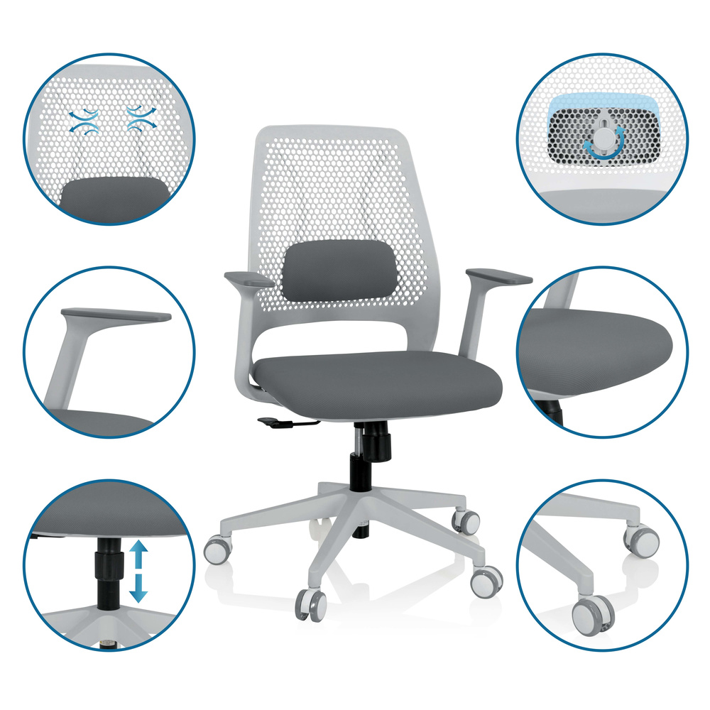 PARFERIO W Office chair Swivel Fabric Gray
