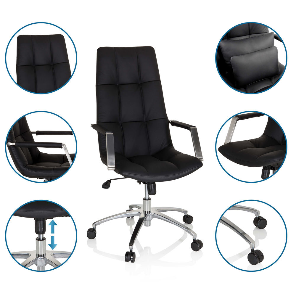 Saranto Pro Office Chair Swivel Leather Black