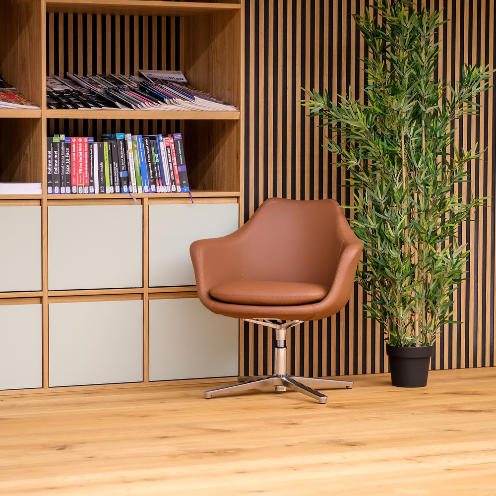 Artemia Swivel Armchair Faux Leather Brown