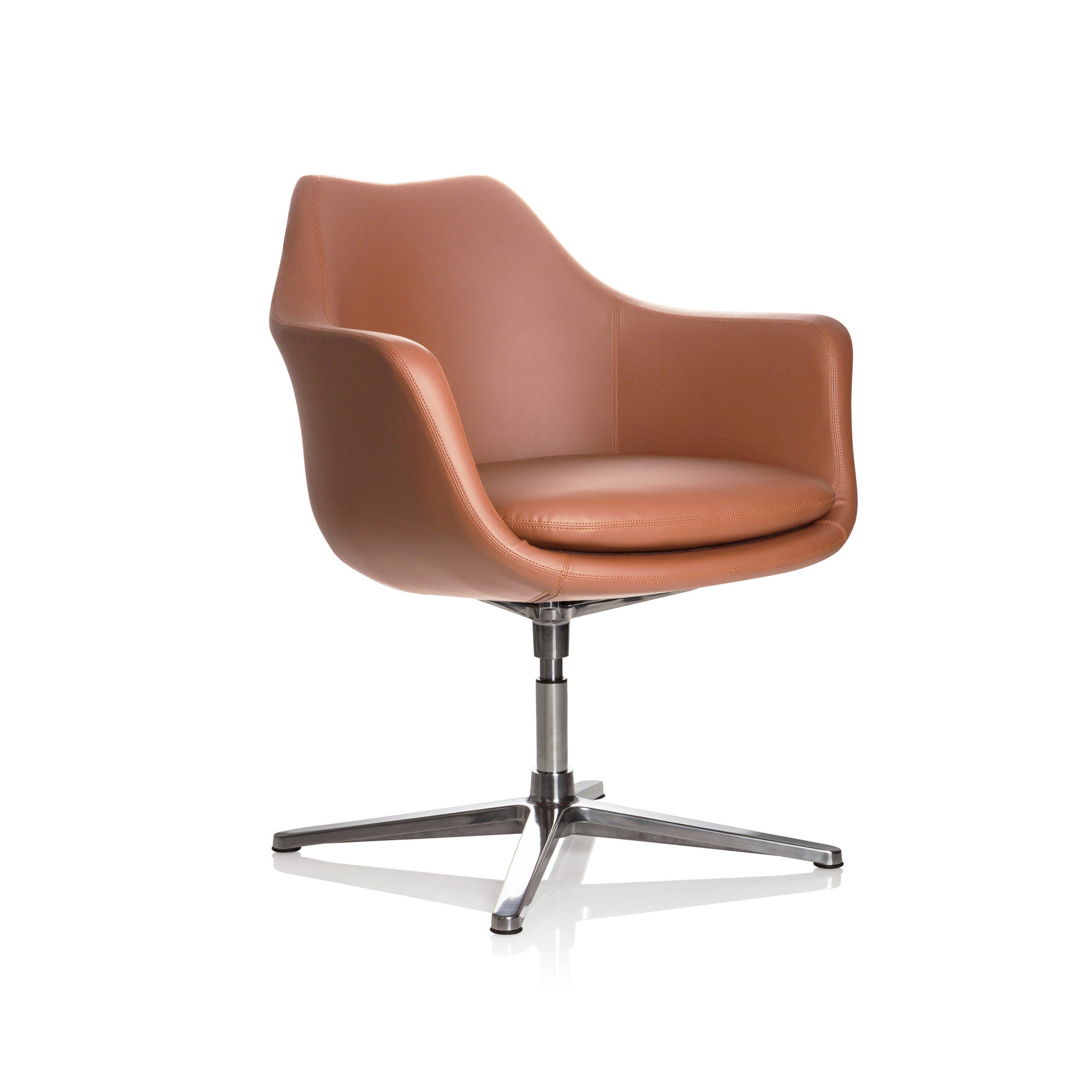 Artemia Swivel Armchair Faux Leather Brown