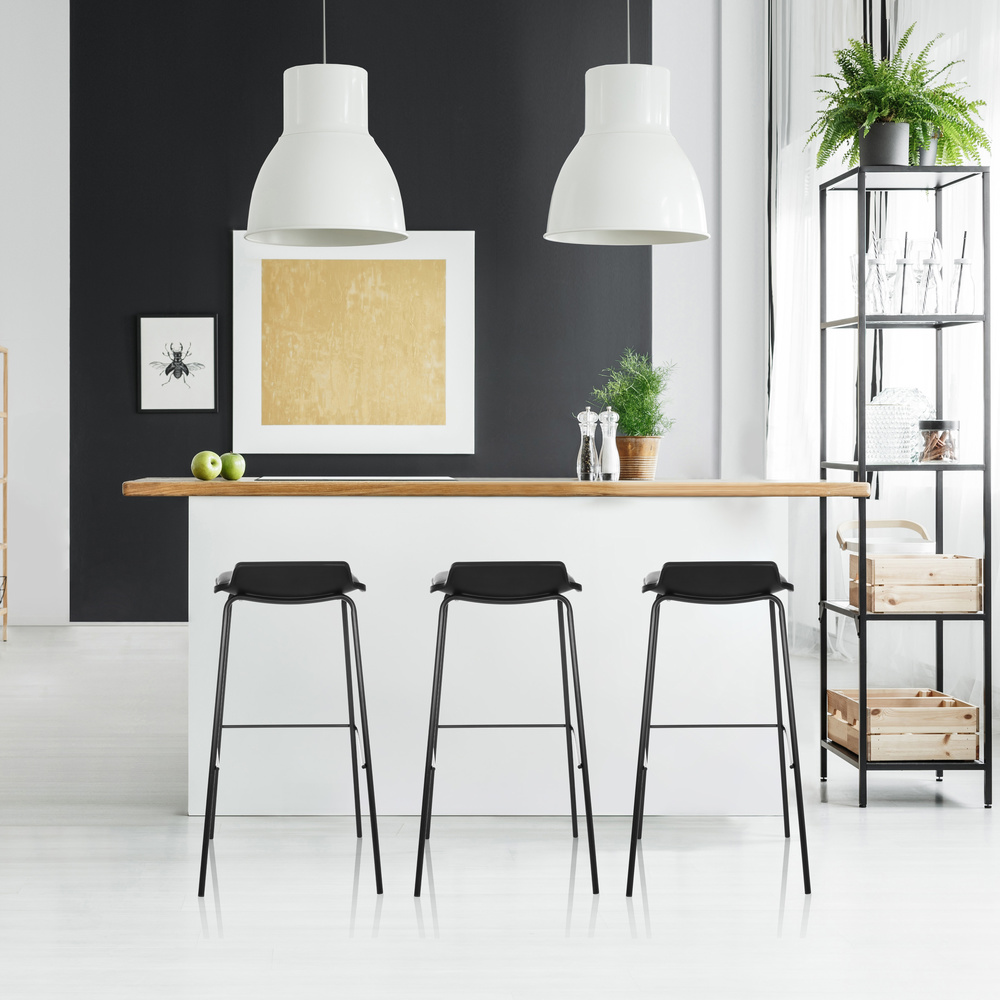 LONSO 10 stool faux leather metal black
