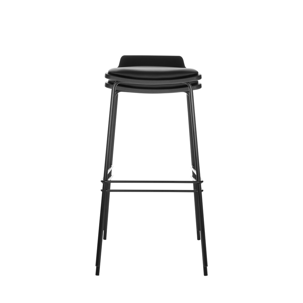 LONSO 10 stool faux leather metal black