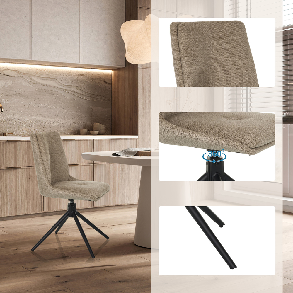 TARVISO I Dining chair Swivel Fabric Beige